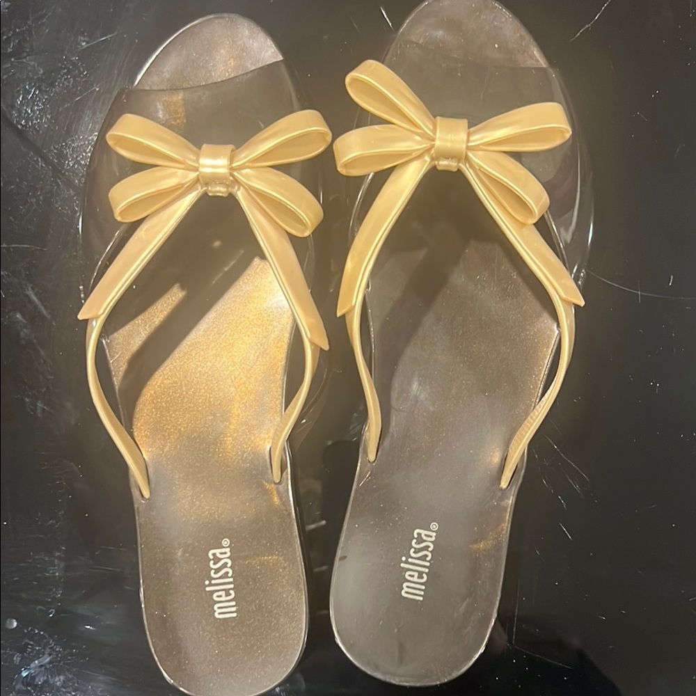 Melissa Gold Bow Sandals Thong Style